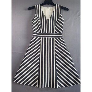 J.Crew Black White Chevron Striped Fit & Flare Dress Retro Herringbone Structure